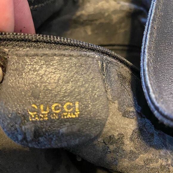 Authentic Gucci Black Leather Bamboo Handle Tote Bag / Purse *Interior Flaking* - Picture 6 of 12